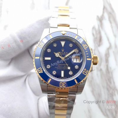 Replica Rolex Blue Face Submariner Diamond Markers Watch Swiss 3135